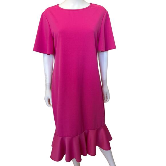New ~ MARINA ~  Scuba Crepe Ruffled Hem Sheath Dress Size XL - Picture 1 of 5